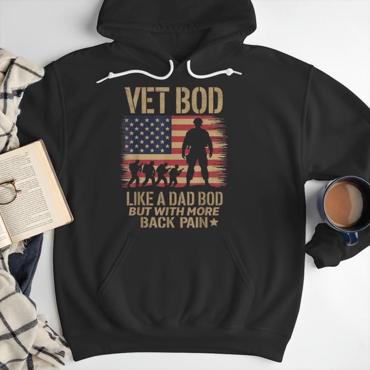 Vet Bod Like Dad Bod But With More Back Pain US Flag Veteran Men Hoodie