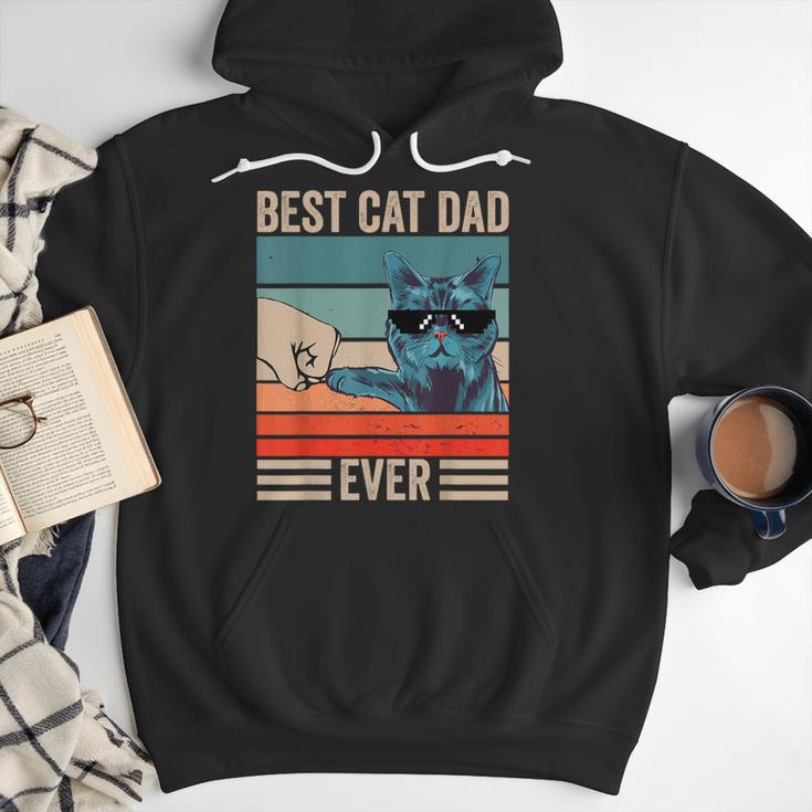 Vintage Best Cat Dad Ever Bump Fist Father's Day Cat Daddy Men Hoodie Vintage Best Cat Dad Ever Bump Fist Father's Day Cat Daddy Men Hoodie