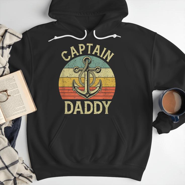 Vintage Captain Daddy Boat Pontoon Dad Fishing Sailor Anchor Men Hoodie