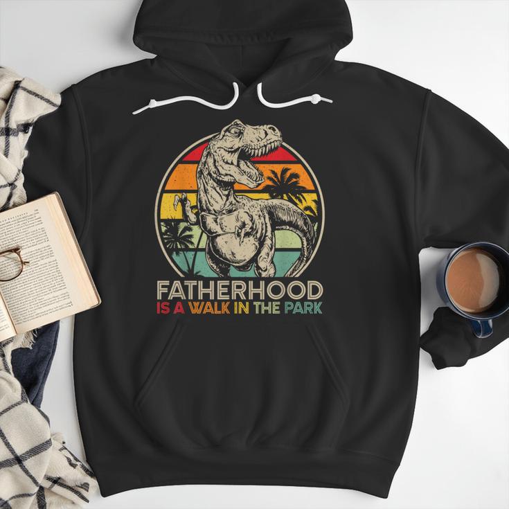 Vintage Fatherhood Is A Walk In The Park DadRex Dinosaur Men Hoodie
