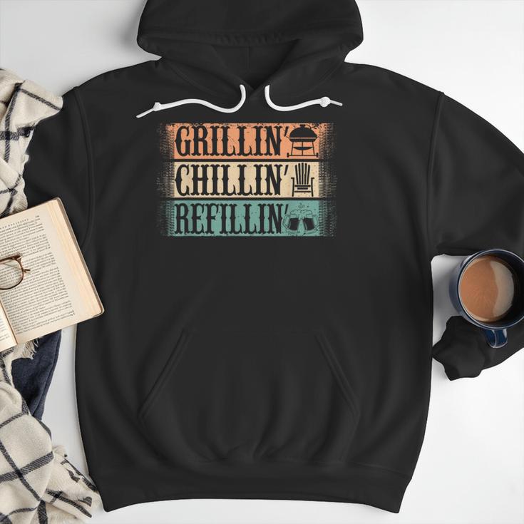 Vintage Grill Dad Grilling Chilling Refilling Men Hoodie Vintage Grill Dad Grilling Chilling Refilling Men Hoodie