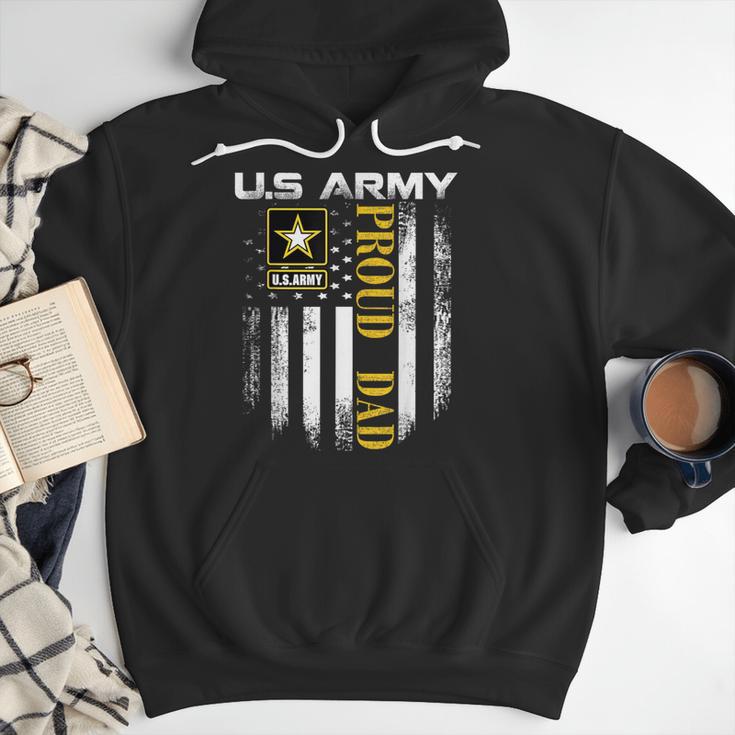 Vintage US Army Proud Dad With American Flag Men Hoodie