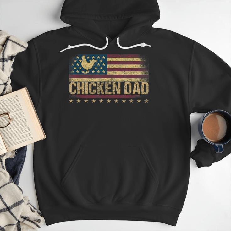 Vintage USA Flag Chicken Dad Stars Men Hoodie