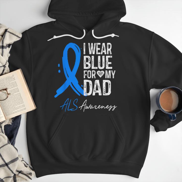 I Wear Blue For My Dad Shirt ALS Awareness Tshirt Men Hoodie