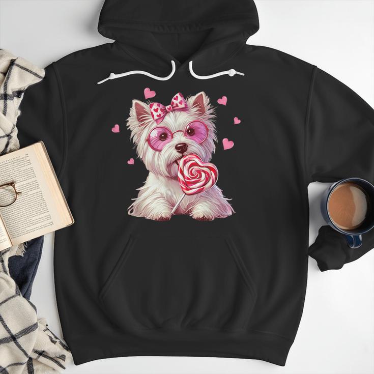 Westie Dog Valentines Day Dog Mom Westie Dad Candy Sucker For Men Women Girls Kids Men Hoodie