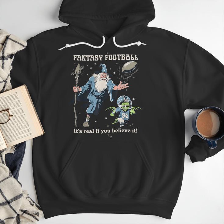 Wizard Dragon Fantasy Football Player Literal Dad Joke Men Hoodie