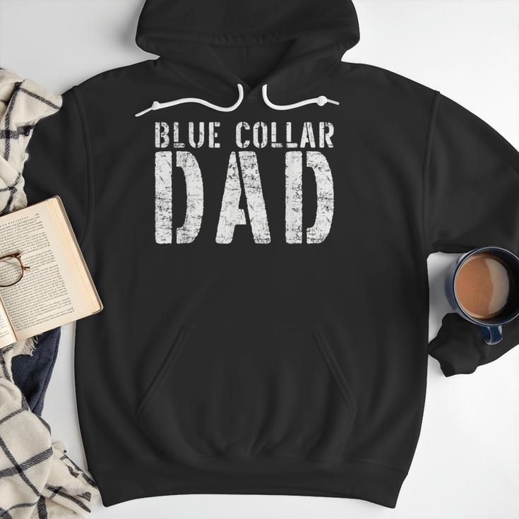 Worker Dad Workman Blue Collar Dad Men Hoodie