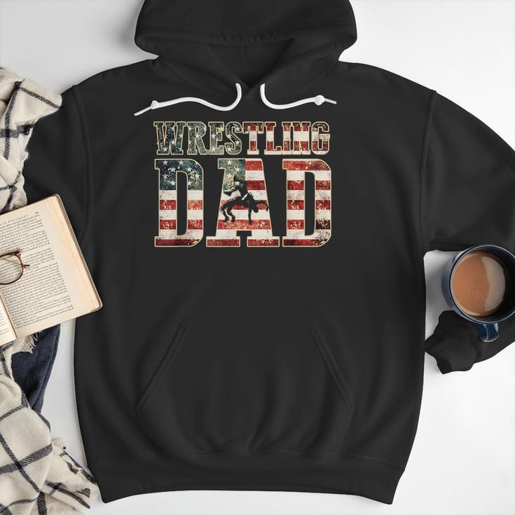 Wrestling Dad American Flag Matching For Dads Of Wrestlers Men Hoodie