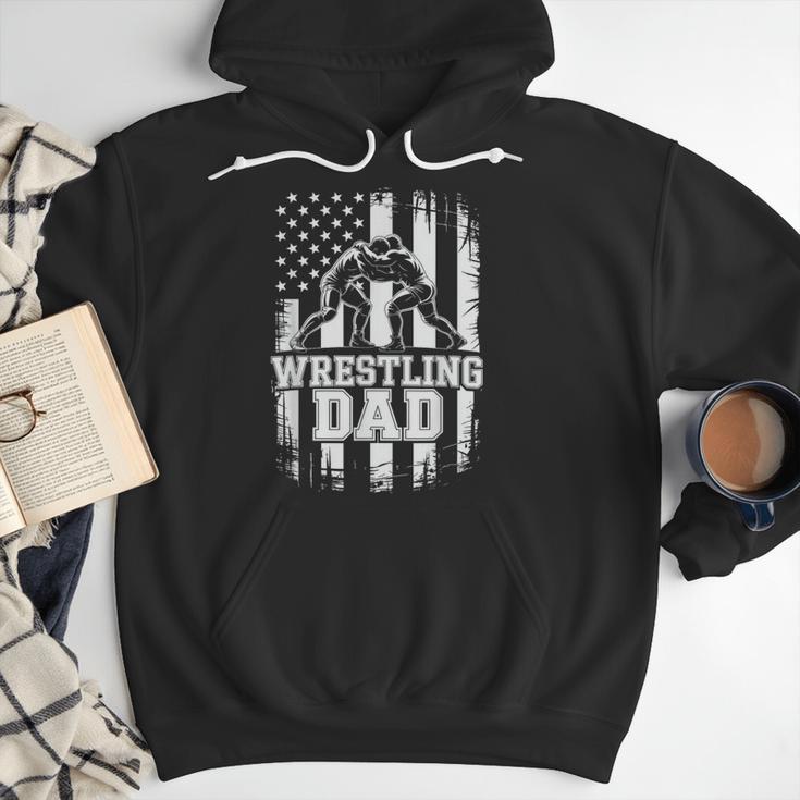 Wrestling Dad US Flag Fathers Day Wrestling Fans Men Hoodie