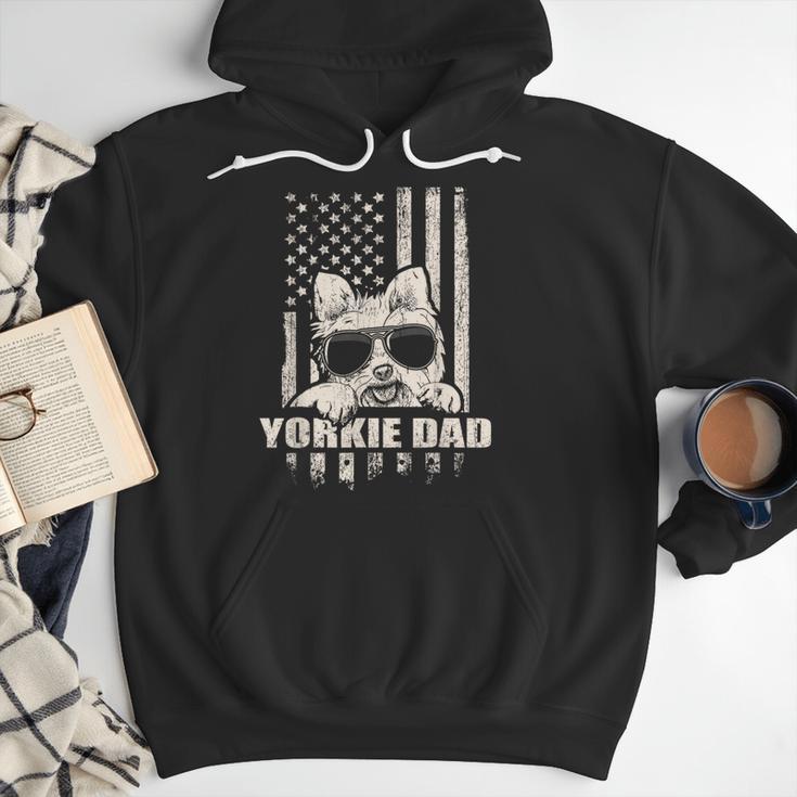 Yorkie Dad Cool Vintage Retro Proud American Men Hoodie