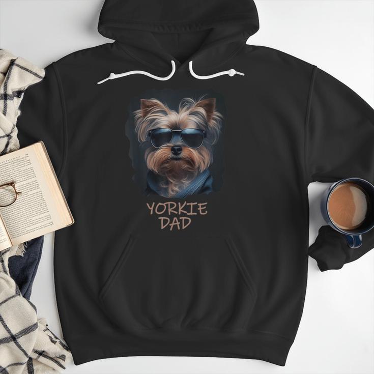 Yorkie Dad Cute Cool Dog In Sunglasses C Men Hoodie