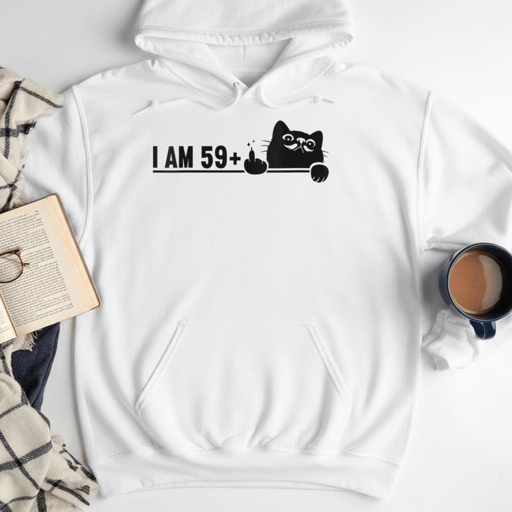 I Am 59 Plus 1 Middle Finger For A 60th Birthday Cat Mom Dad Men Hoodie