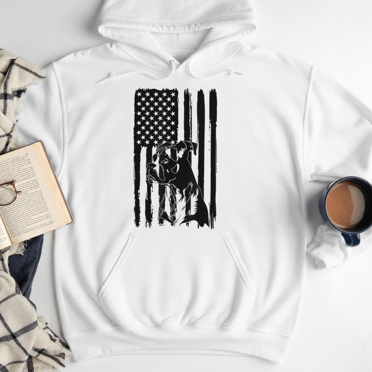 American Flag USA Patriot Boxer Dog Dad Men Hoodie