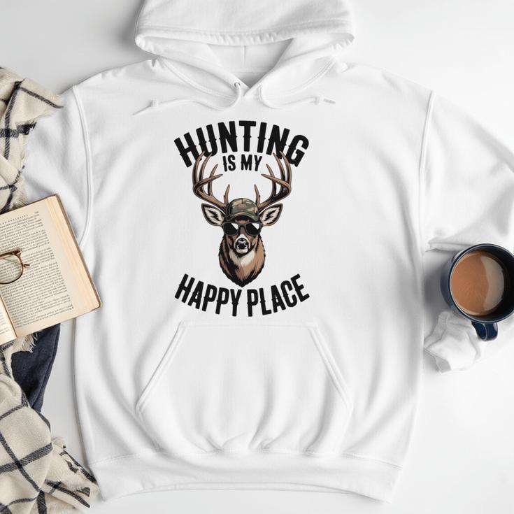 Camo Deer Hunting Is My Happy Place Dad Hunter Men Hoodie
