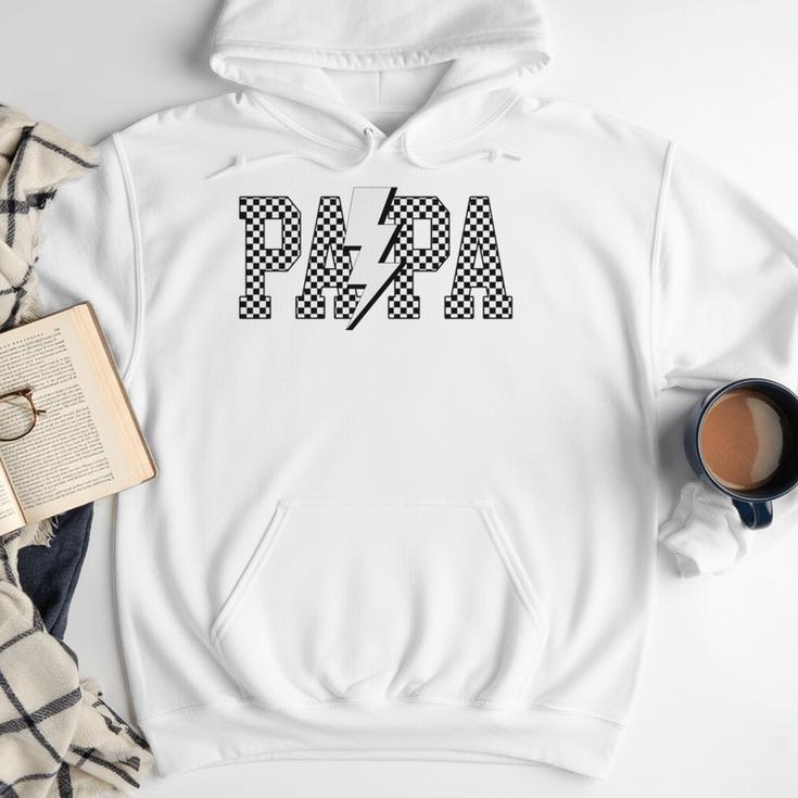 Checkered Papa Lightning Bolt Fathers Day Dad Grandpa Men Hoodie