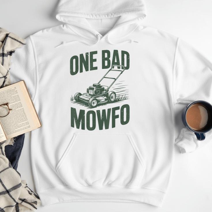 Dad Lawn Mowing One Bad Mowfo Mower Dad Gardening Men Hoodie