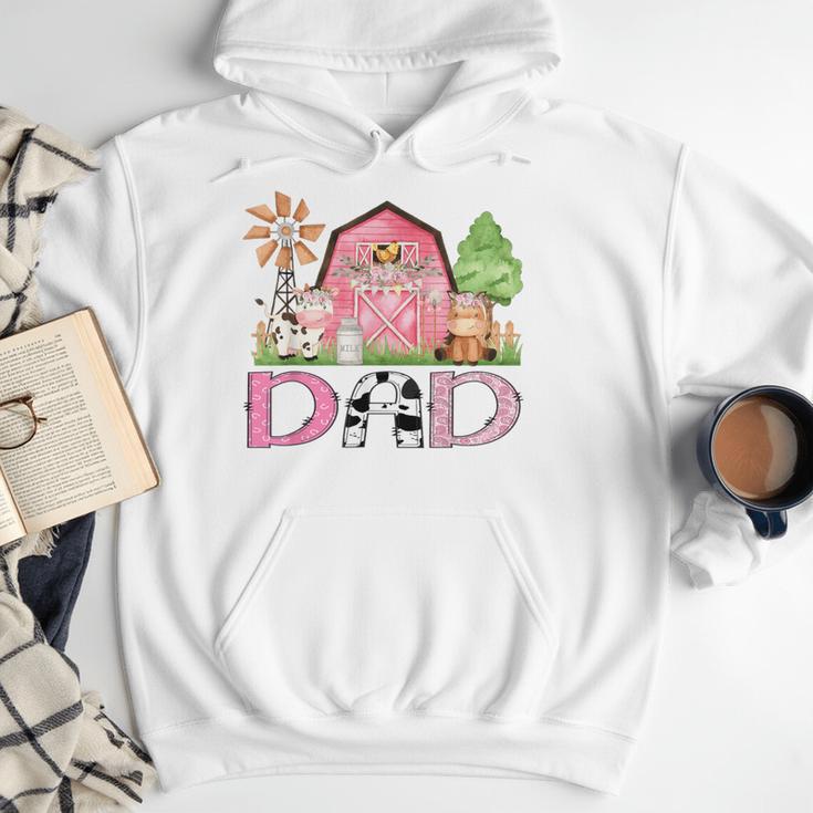 Dad Pink Farm Animal Birthday Kids Matching Family Men Hoodie