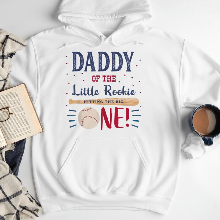 Daddy Dad First Birthday Little Rookie Baseball The Big One Men Hoodie