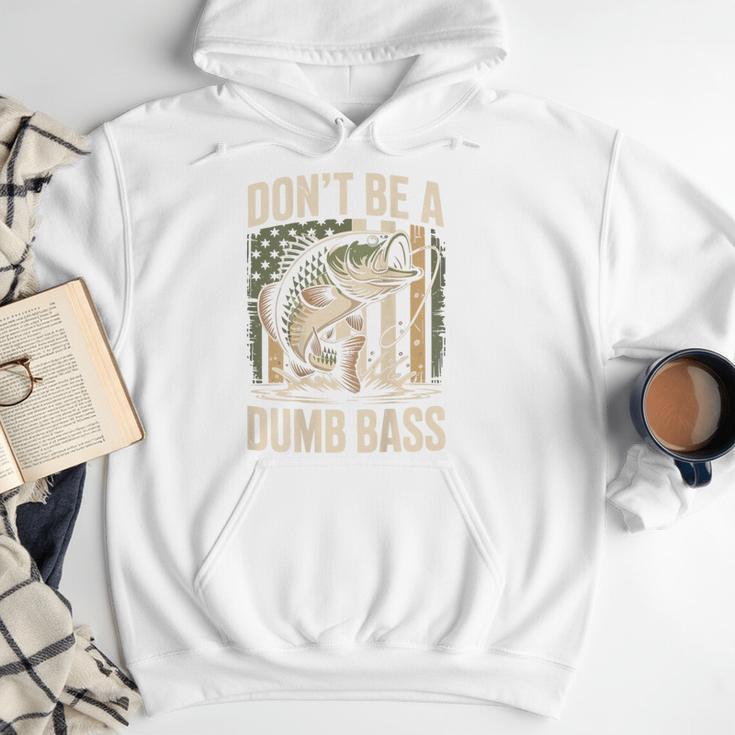 Don't Be A Dumb Bass Fish Camo American Flag Dad Jokes Men Hoodie