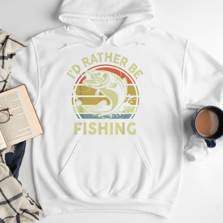 Fishing I'd Rather Be Fishing Bass Fish Dad Jokes Men Hoodie