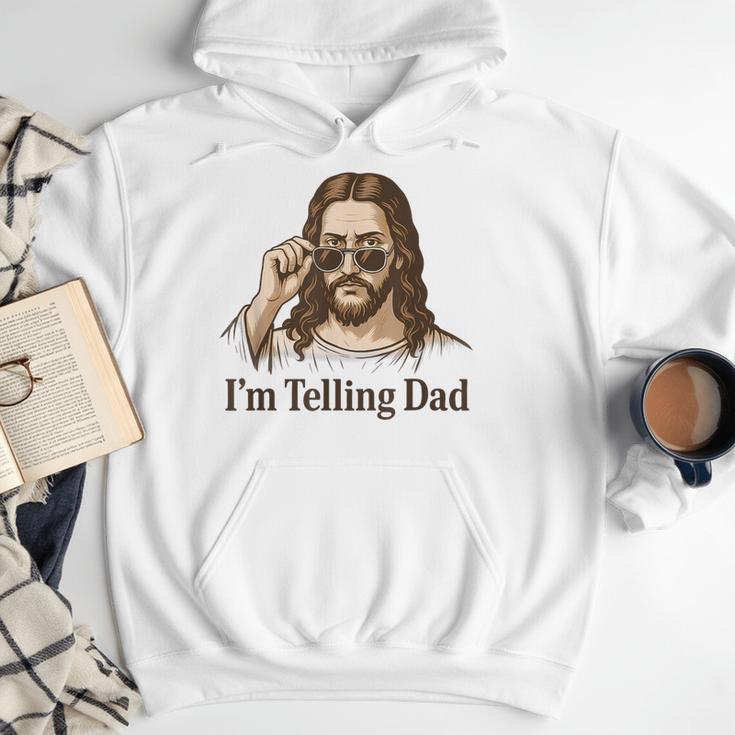 I'm Telling Dad Jesus Wearing Sunglasses Christian Fathers Men Hoodie
