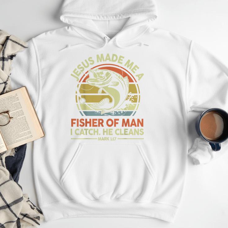 Jesus Made Fisher Man Christian Fishing Bass Fish Dad Men Hoodie