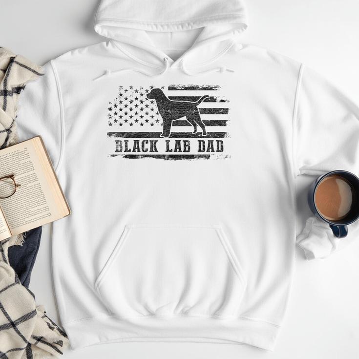 Lab Dad Distressed American Flag Patriotic Dog Men Hoodie