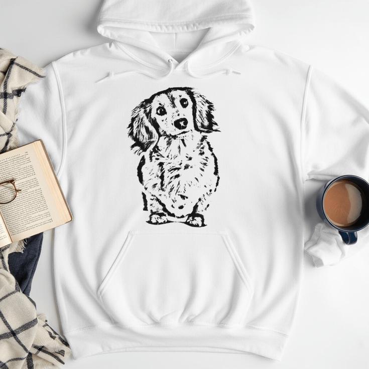 Long Hair Dachshund Lover Doxie Mom Dad Cute Wiener Dog Small Men Hoodie