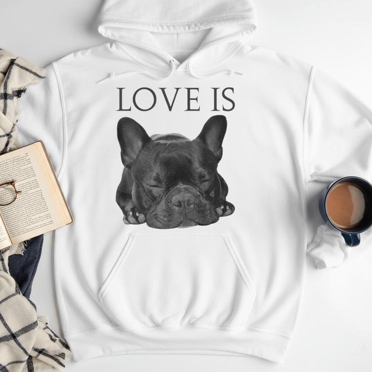 Love Is French Bulldog Shirt Frenchie Lover Tee Dog Mom Dad Men Hoodie