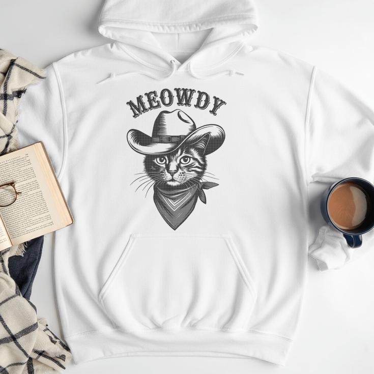Meowdy Cat Cowboy Western Graphic Cat Lady Cat Dad Men Hoodie