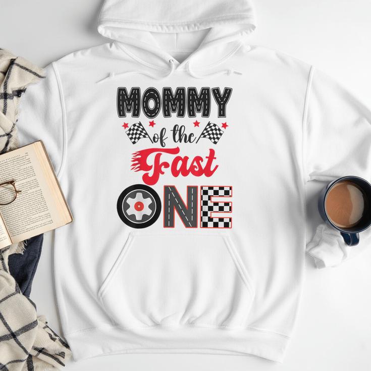 Mommy Of The Fast One Car Racing Dad 1St Birthday Boy Men Hoodie