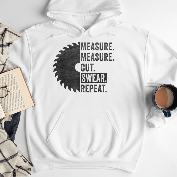 Woodworking Dad Measure Cut Swear Handyman Fathers Day Men Hoodie