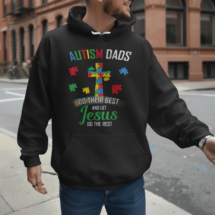 Autism Dad Son Father Autistic Kid Awareness Jesus Christian Men Hoodie