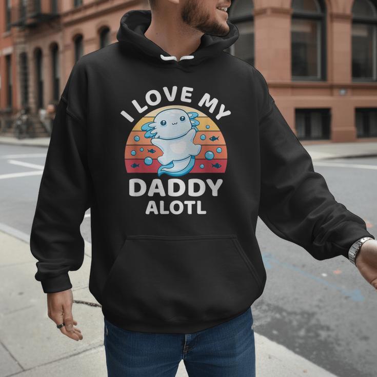 Axolotl Kids Teens Retro Sunset I Love My Daddy Men Hoodie
