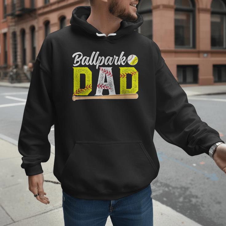 Ballpark Dad Baseball Softball Dad Of Ballers Men Hoodie
