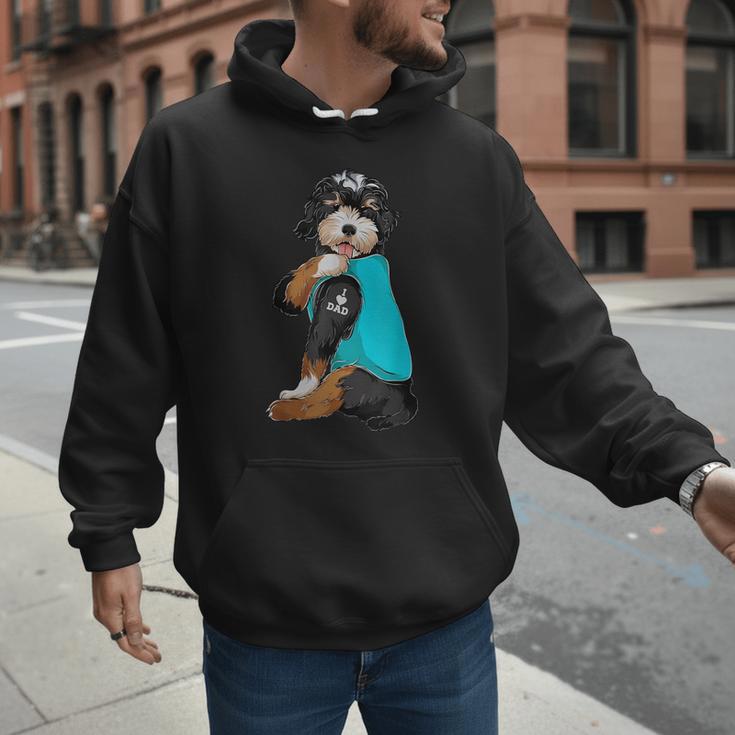 Bernedoodle I Love Dad Tattoo Apparel Dog Dad Dads Men Hoodie
