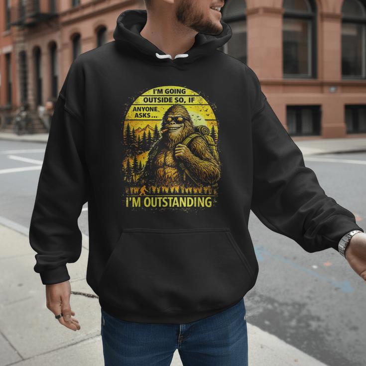 Bigfoot Outdoor Hiking Dad Joke Im Outstanding Sasquatch Men Hoodie