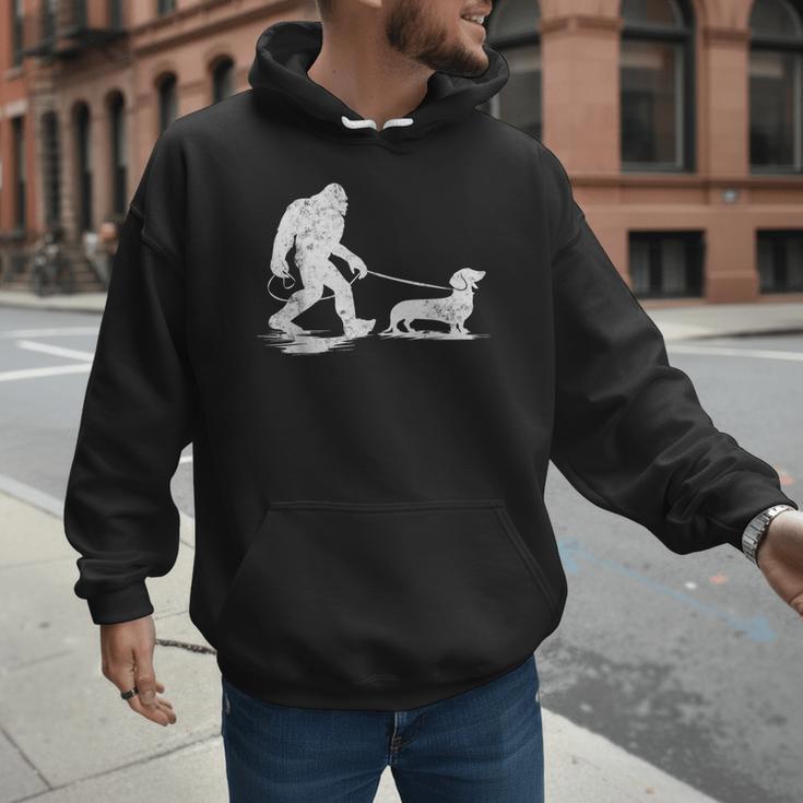Bigfoot Walking Dachshund Tee Wiener Dog Dad Men Hoodie Bigfoot Walking Dachshund Tee Wiener Dog Dad Men Hoodie