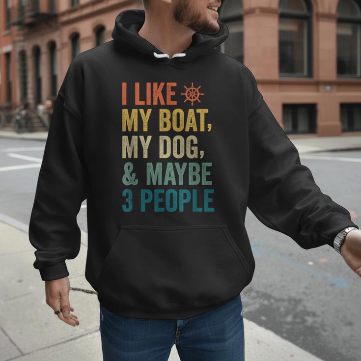 I Like My Boat Dog And Maybe 3 People Retro Sailor Dad Men Hoodie