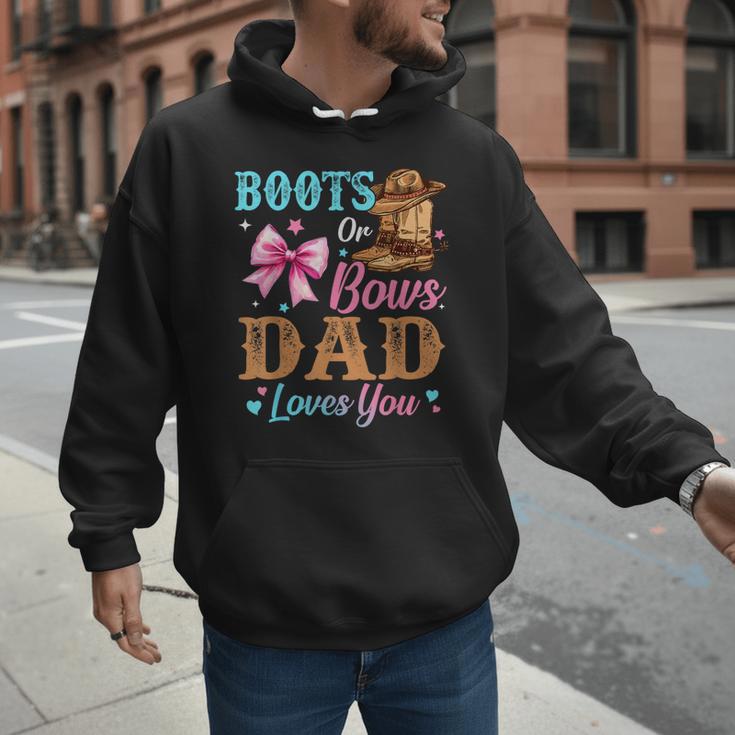 Boots Or Bows Dad Loves You Gender Reveal Daddy Men Hoodie Boots Or Bows Dad Loves You Gender Reveal Daddy Men Hoodie