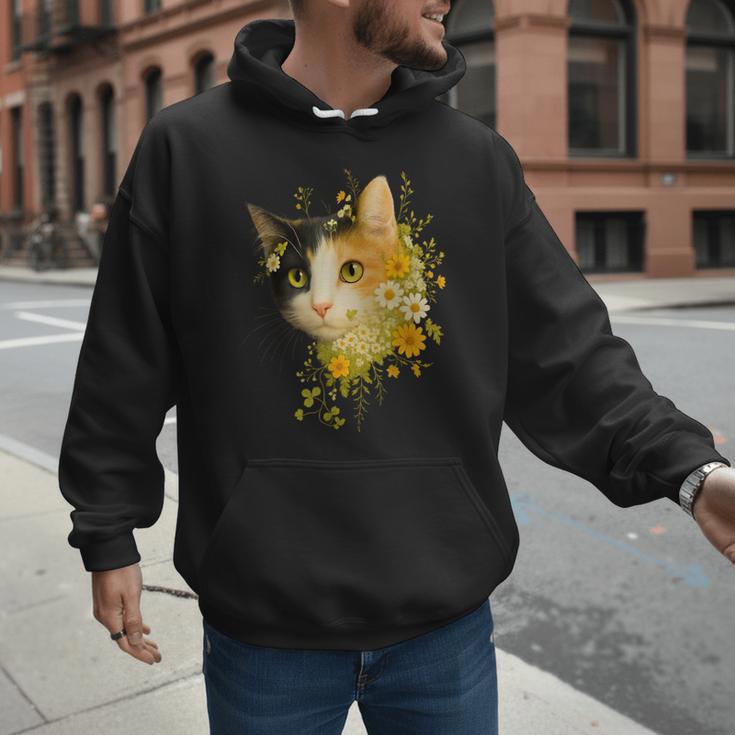 Calico Cat With Flowers For Mom Dad Women Men Kids Botanical Men Hoodie Calico Cat With Flowers For Mom Dad Women Men Kids Botanical Men Hoodie