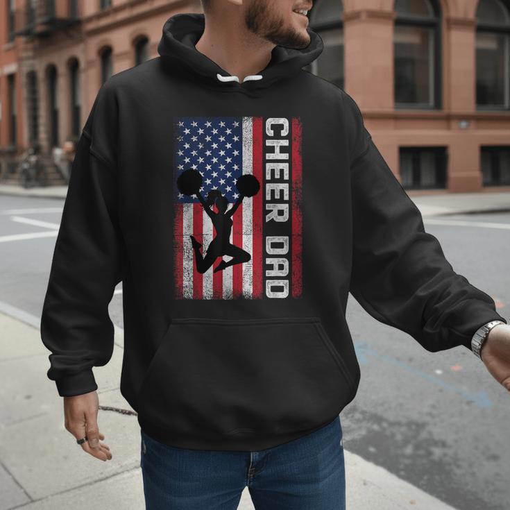 Cheer Dad American Flag Cheerleader Support Men Hoodie