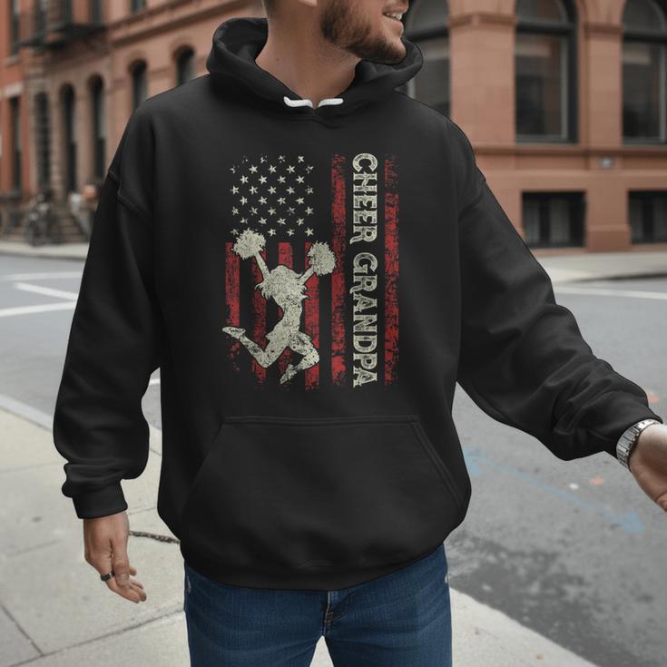 Cheer Grandpa US Flag Dad Patriotic Cheerleader Fathers Day Men Hoodie
