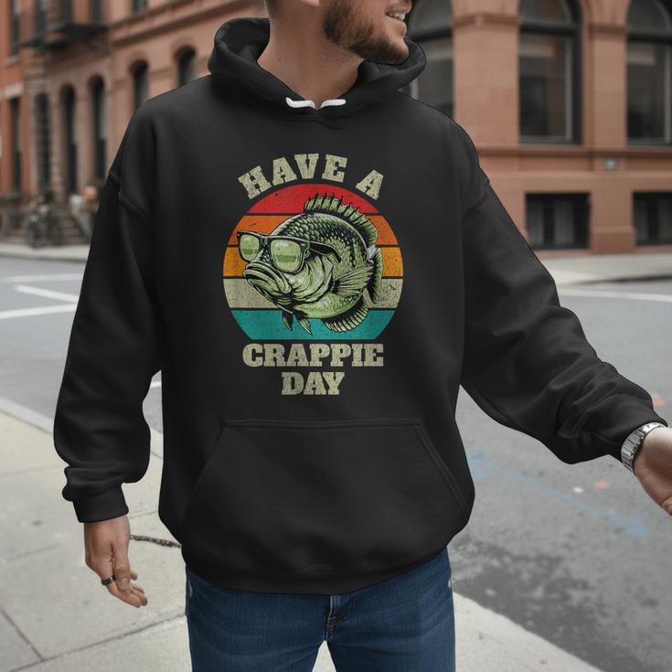 Have A Crappie Day Retro Fishing Sarcastic Dad Men Hoodie