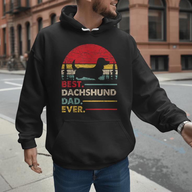 Dachshund Long Haired Best Dad Ever Dog Vintage Retro Men Hoodie