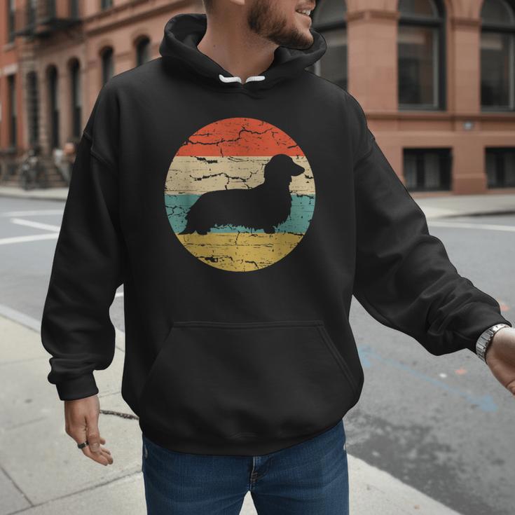 Dachshund Long Haired Dog Vintage Mom Dad Retro Men Hoodie