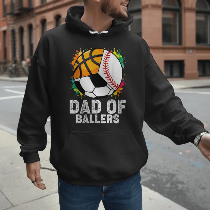 Dad Of Ballers Baseball Soccer Basketball Dad Men Hoodie
