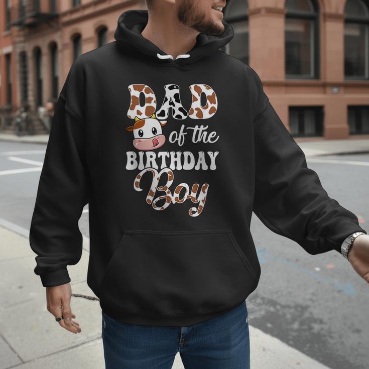 Dad Of The Birthday Boy Cow Farm 1St Birthday Boy Men Hoodie