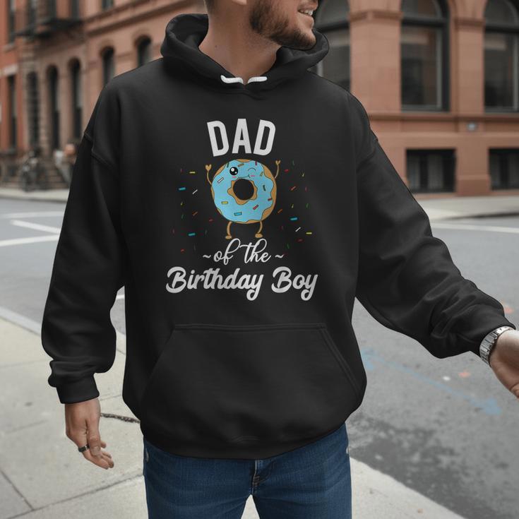 Dad Of The Birthday Boy Donut Theme Party Blue Father Men Hoodie