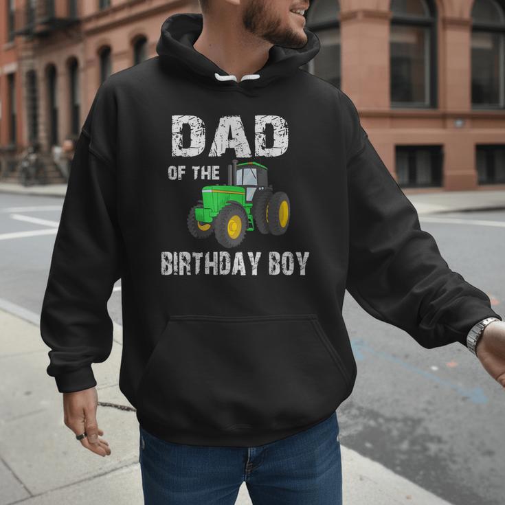 Dad Of The Birthday Boy Vintage Farm Tractor Party Family Men Hoodie